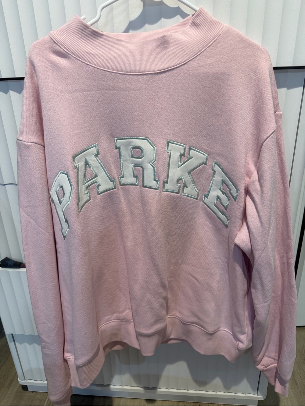 Parker Pink Crewneck Sweater with White Appliqué